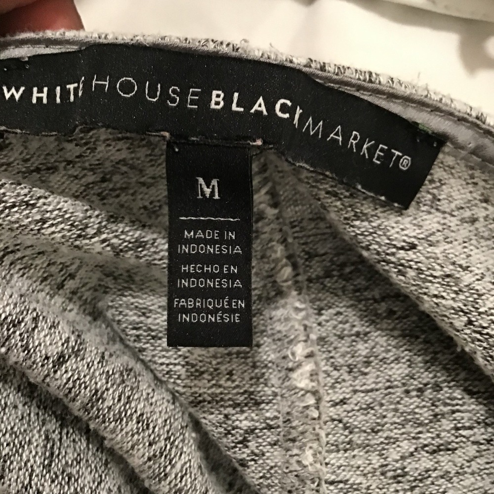 White House Black Market Top Marbled Black White Gray Medium Drop Waist Blouse - Picture 15 of 16